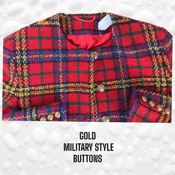 Ladies' Vibrant Heavy Weight Plaid Tweed 2-Piece Suit Fully Lined S/M - Picture 7 of 10